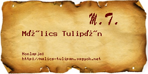Málics Tulipán névjegykártya